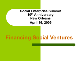 Financing Social Ventures - Lawyers For Nonprofits