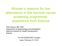 Women’s reasons for low attendance in the cervical cancer