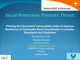 Household Vulnerability Index (HVI) for Quantifying Impact