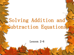 Solving Addition and Subtraction Equationgs