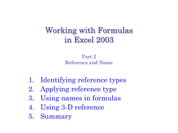 Reference and Name in Excel 2003