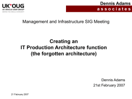 Creating an IT Production Architecture function