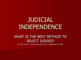 JUDICIAL INDEPENDENCE - Oberlin Municipal Court