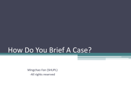 How Do You Brief A Case?