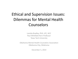 Ethics - Oklahoma Mental Health Counselors Association