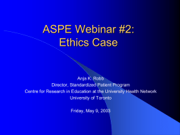 ASPE Webinar Friday, May 9, 2003