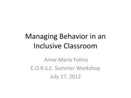 Managing Behavior in an Inclusive Classroom