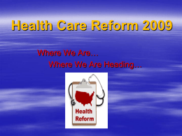 Health Care Reform 2009 - Utah Occupational Therapy
