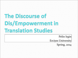 Translation for Institutions: The Role of the Translator
