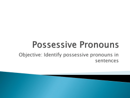 Possessive Pronouns - Brandon Valley School District