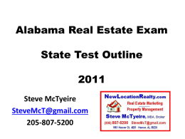 Real Estate Exam State Test Outline