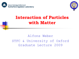 Interactions of Particles with Matter