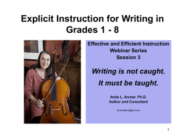 Explicit Instruction for Writing in Grades 1