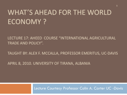 What’s Ahead for the World economy ? Lecture 17: AHEED
