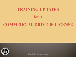 CDL Training Updates