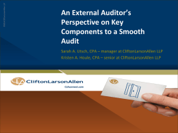 An External Auditor’s Perspective on Key Components to a