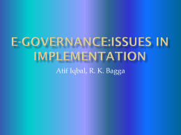 E-Governance:issues in implementation