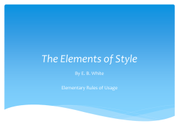 The Elements of Style - APE LIT Survival Guide