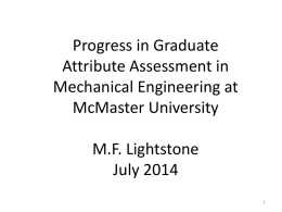 Progress in Graduate Attribute Assessment in Mechanical
