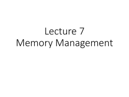 Lecture 7 Memory Management