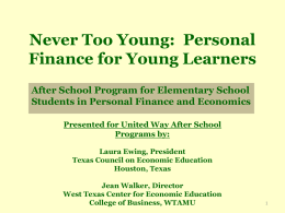 Never Too Young: Personal Finance for Young Learners