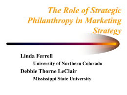Strategic Philanthropy - Business Ethics Resources