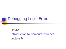 Debugging Logic Errors - Washtenaw Community College