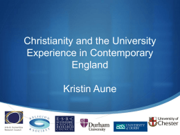 Christianity and the University Experience’: Contexts and