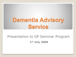 Dementia Advisory Service - Sydney Local Health District