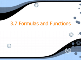 3.7 Formulas and Functions