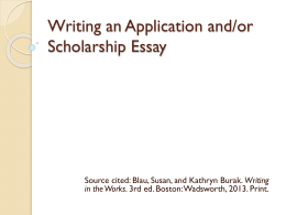 Writing an Application or Scholarship Essay