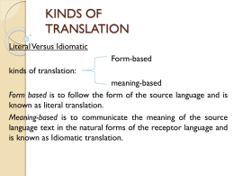 KINDS OF TRANSLATION