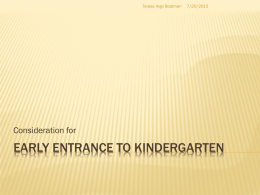 Early Entrance to Kindergarten