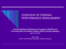 OVERVIEW OF FEDERAL PERFORMANCE MANAGEMENT