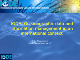 Overview of IODE and the Data Management Component of …