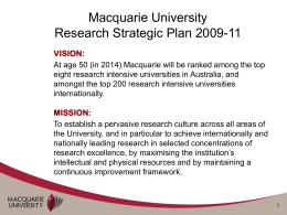 Macquarie University Research Strategic Plan 2009-11