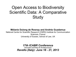 Open Access to Biodiversity Scientific Data: A Comparative