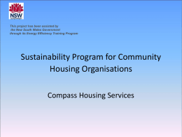 Sustainability Program for Community Housing Organisations