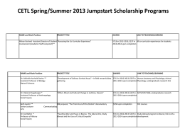 CETL Spring/Summer 2013 Jumpstart Scholarship Program