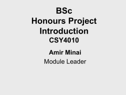 Honours Project Introduction co42019 & co42021