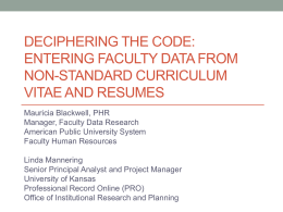 Deciphering the Code: Entering Faculty Data from Non