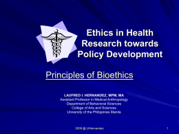Ethics in Medicine - College of Arts and Sciences