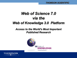 Web of Science 7.0 Basics