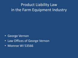 Product Liability Law in the Farm Equipment Industry
