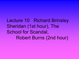 Lecture 10 Richard Brinsley Sheridan (1st hour), The
