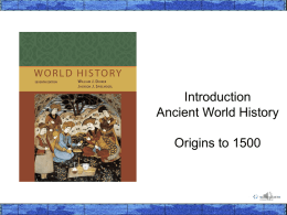 Introduction Ancient World History Origins to 1500