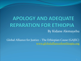 APOLOGY AND ADEQUATE REPARATION FOR ETHIOPIA