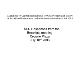 Guidelines on Capital Requirements for Underwriters and