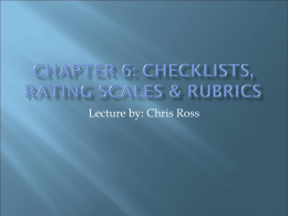 Chapter 6: Checklists, Rating Scales & Rubrics