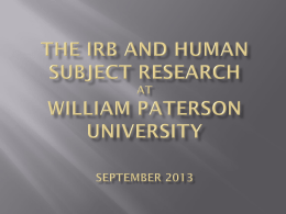 Human Subject Research by Students at William Paterson